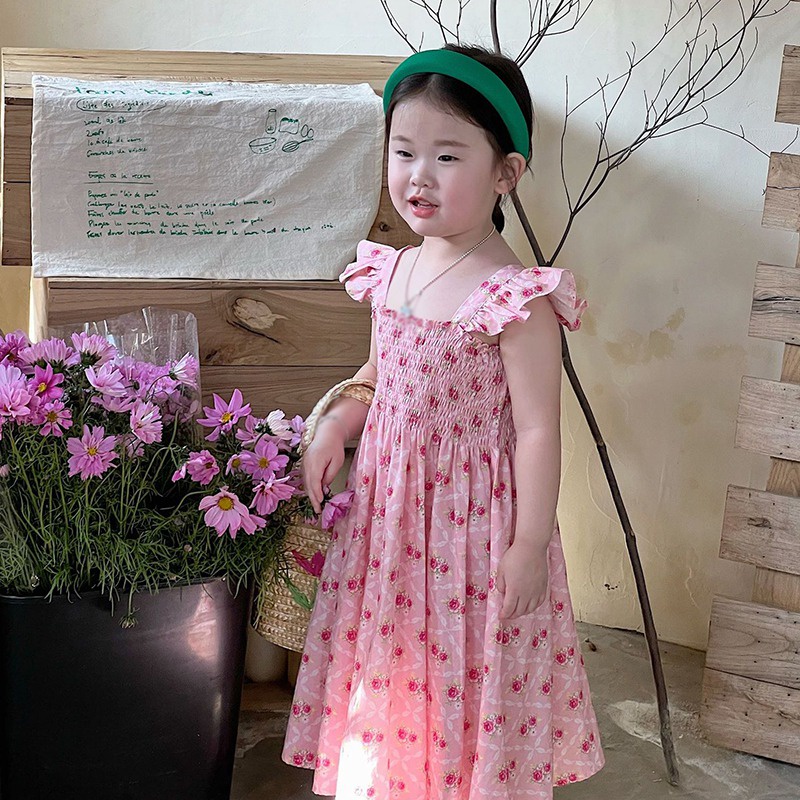 Đầm Hoa Không Tay Thời Trang Mùa Hè Xinh Xắn Dành Cho Bé Gái