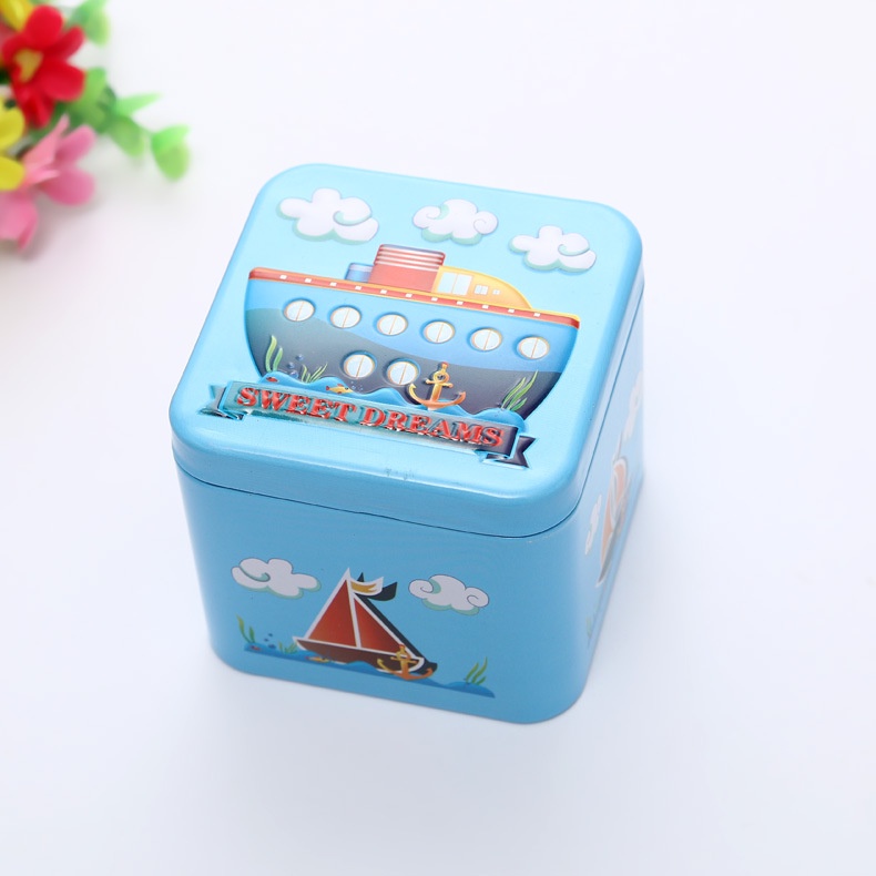 Hộp Thiếc Vuông Dập Nổi Họa Tiết Hoạt Hình Đựng Trang Sức Cho Bé