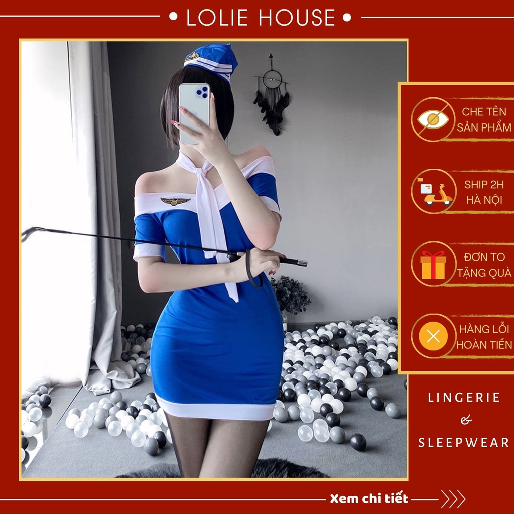 Cosplay tiếp viên hàng không sexy dáng váy đầm ngủ body cosplay cơ trưởng LOLIE HOUSE - CP48 | WebRaoVat - webraovat.net.vn