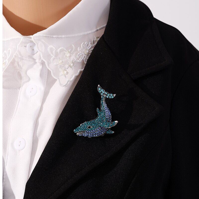 Ghim Cài Áo Hình Cá Heo Đính Đá Nhân Tạo Thời Trang Cho Nữ
