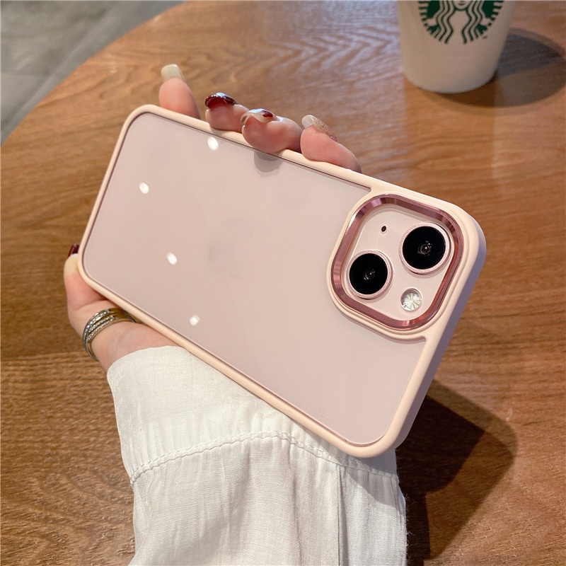 Ốp điện thoại kim loại cứng trong suốt chống sốc chống rơi bảo vệ camera cho iPhone 13 12 11 pro max ốp lưng viền vuông