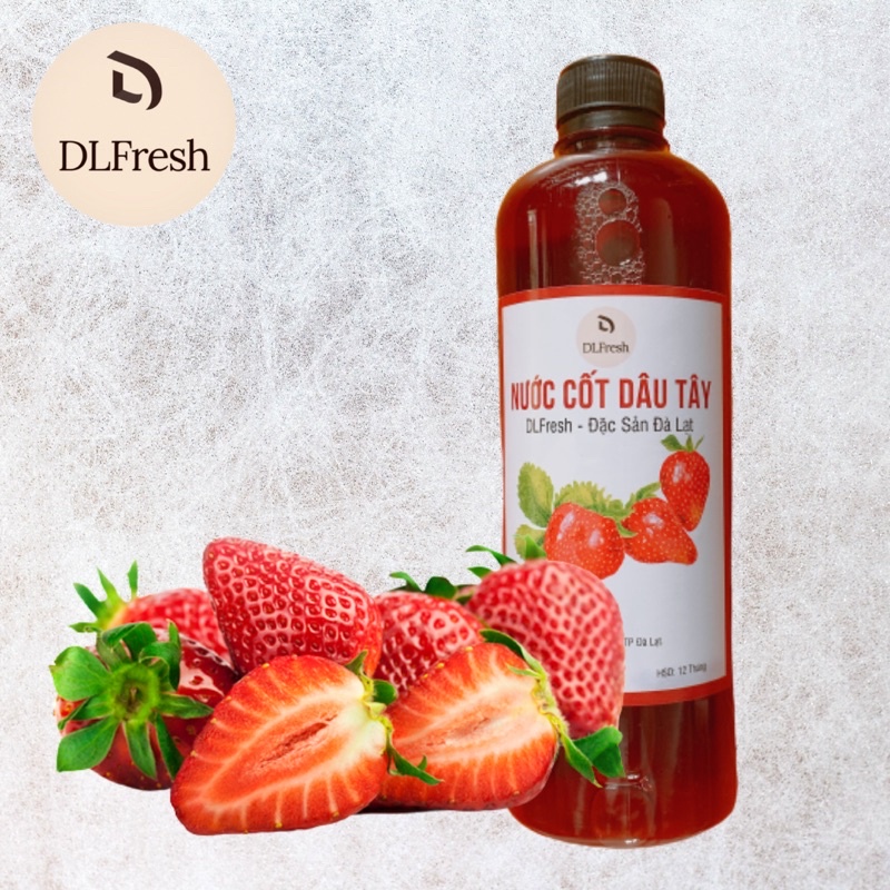 Nước Cốt Dâu Tây Nguyên Chất DLFRESH Đặc Sản Đà Lạt Chai 550ml