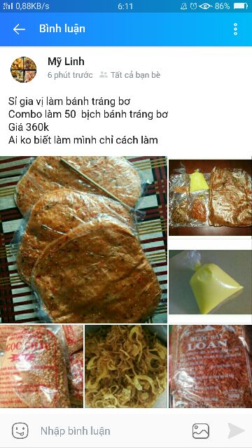 Combo làm 50 bịch bánh tráng bơ