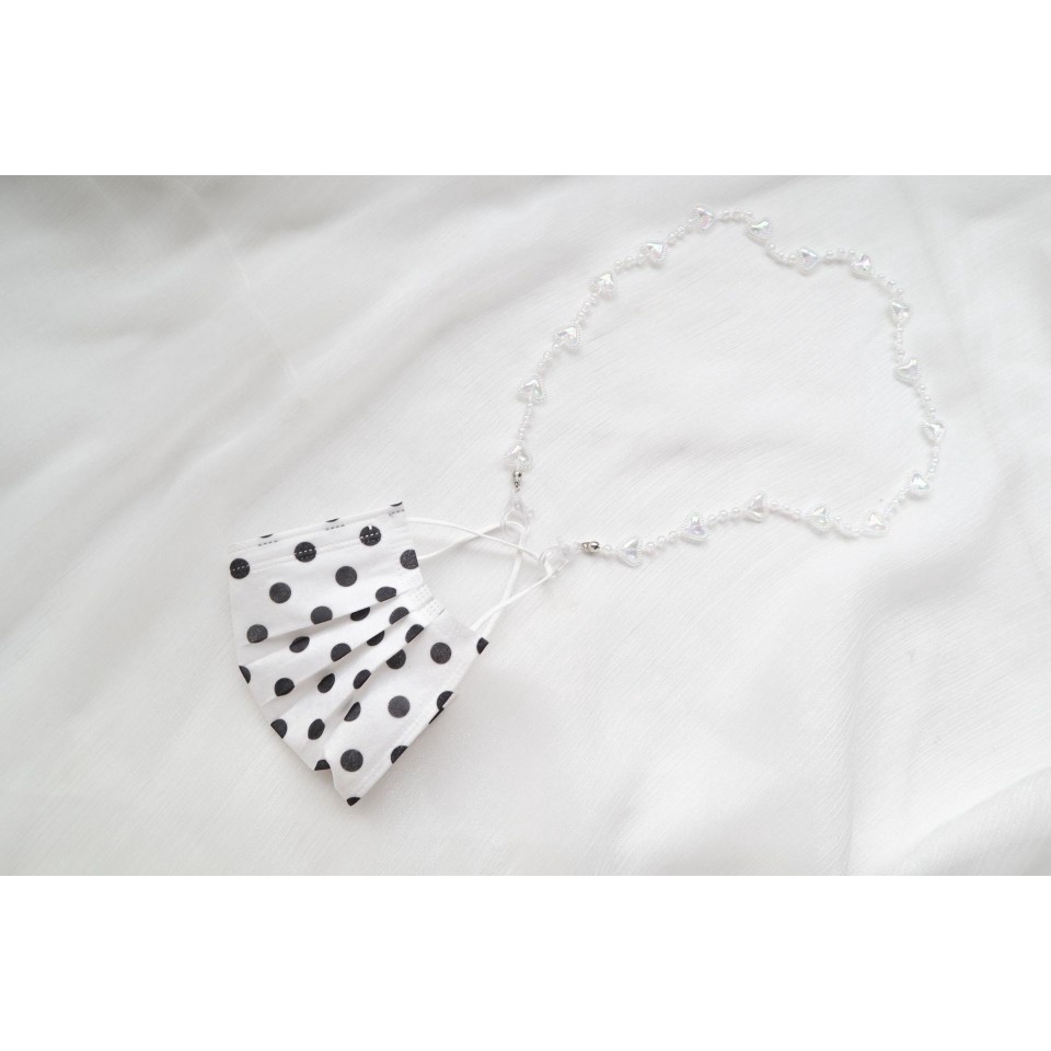 DÂY ĐEO KHẨU TRANG -  DÂY ĐEO MẮT KÍNH MINI CLEF - VÒNG CỔ HẠT TRÒN, HẠT TRÁI TIM TRONG SUỐT TRẮNG TRƠN  CHỐNG TRƯỢT