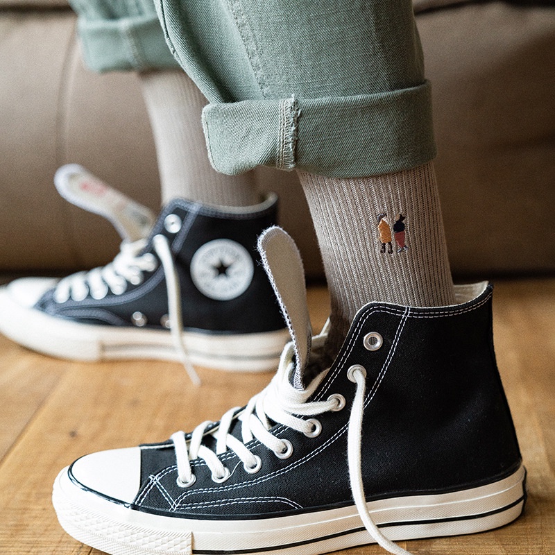 Tất Vớ Nam Cao Cổ Tất UniSex Cao Cổ Thêu Cổ Chân Cặp Đôi Chất Dày Dặn Quà Tặng Ấn Tượng