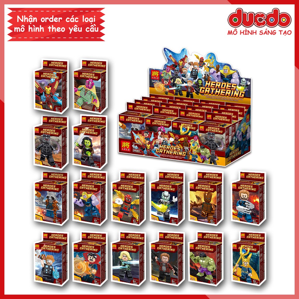 (Đóng Túi) LeLe 34044 Bộ 16 siêu anh hùng tuyệt đẹp - Đồ chơi Lắp ghép Xếp hình Minifigures Mini Iron Man