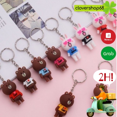 Móc khóa  Hoạt Hình Thỏ Cony-Gấu Brown đang yêu  Clovershop68