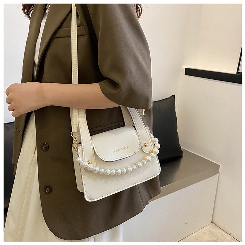 Túi Đeo Chéo Hình Vuông Nhỏ Màu Trơn Đính Ngọc Trai Thời Trang NB00276