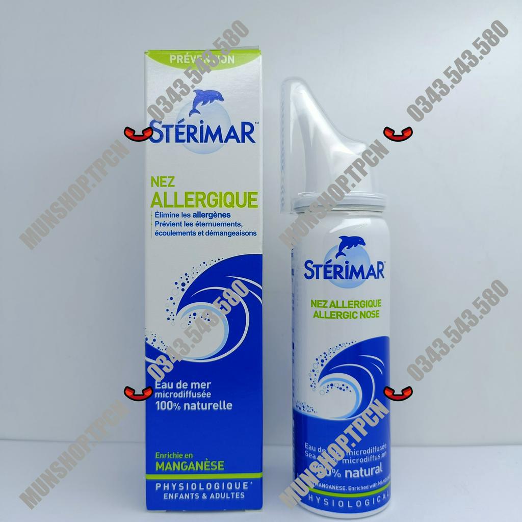 Xịt mũi cá heo Sterimar Allergic nose chai 50ml - Chống nghẹt mũi, sung huyết mũi do cảm lạnh, viêm mũi – xoang