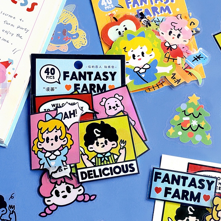 Bộ 40 Miếng Dán Hình Nhân Vật Hoạt Hình 4 Fantasy Farm Series SS086