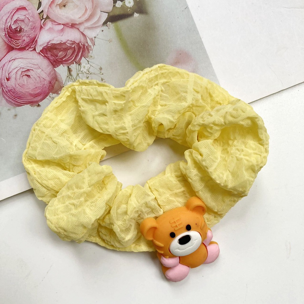 Dây cột tóc vải đính hình thú dây buộc tóc vải nhiều màu - DAY35