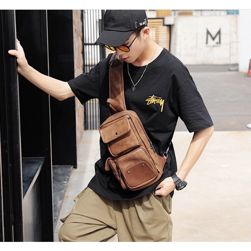 Túi đeo chéo đeo ngực nam thông minh đa chức năng thời trang cao cấp phong cách cá tính