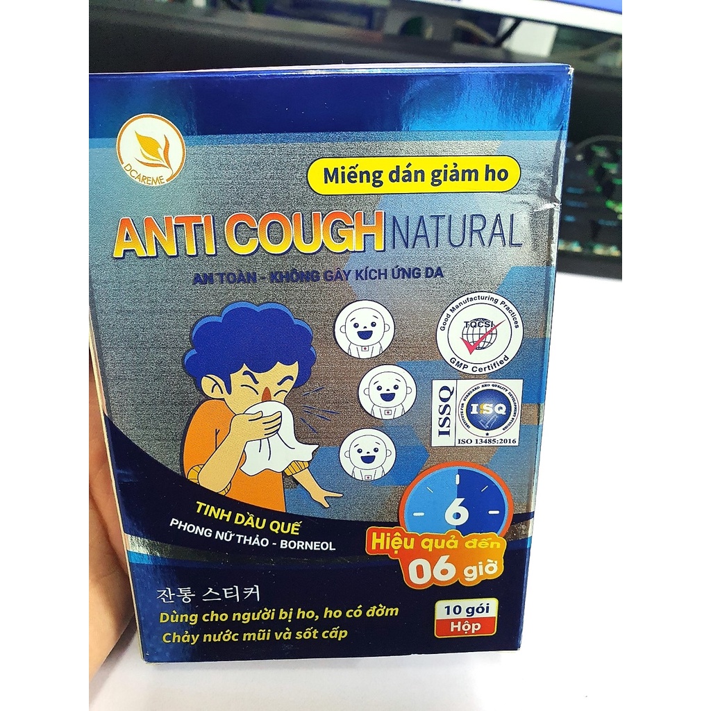 Miếng dán giảm ho - ANTI COUGH NATURAL- an toàn - không gây kích ứng da