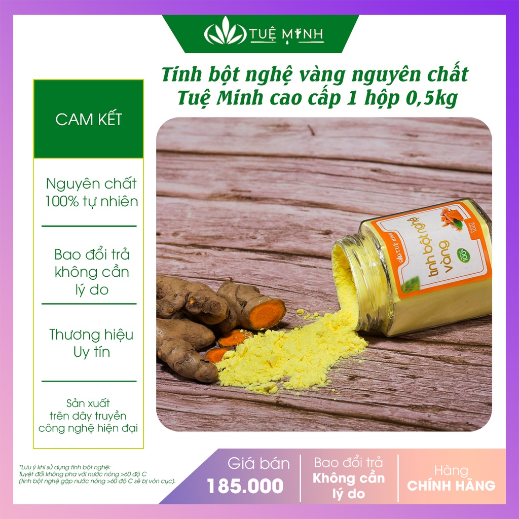 Tinh bột nghệ vàng Tuệ Minh nguyên chất giúp giữ dáng đẹp da tốt cho dạ dày hộp 0,5kg