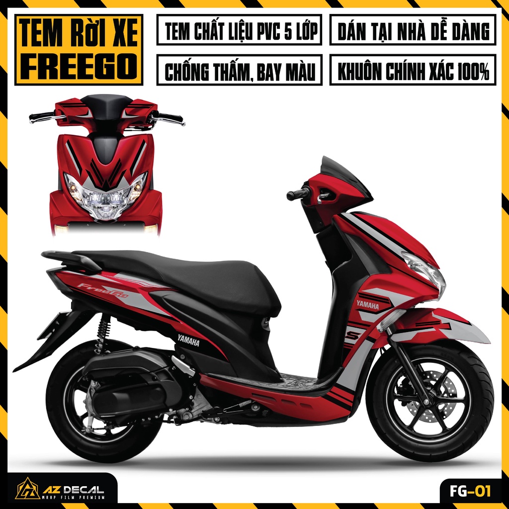 Tem Xe FreeGo Đẹp Bản Tiêu Chuẩn và Bản S | FG-01 | Decal Dán Xe Yamaha FreeGo 125 Chống Nước, Dễ Dán