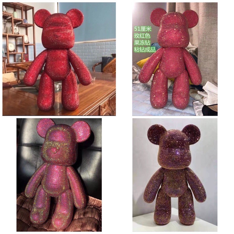 Gấu bearbrick tự gắn đá cute kèm dụng cụ