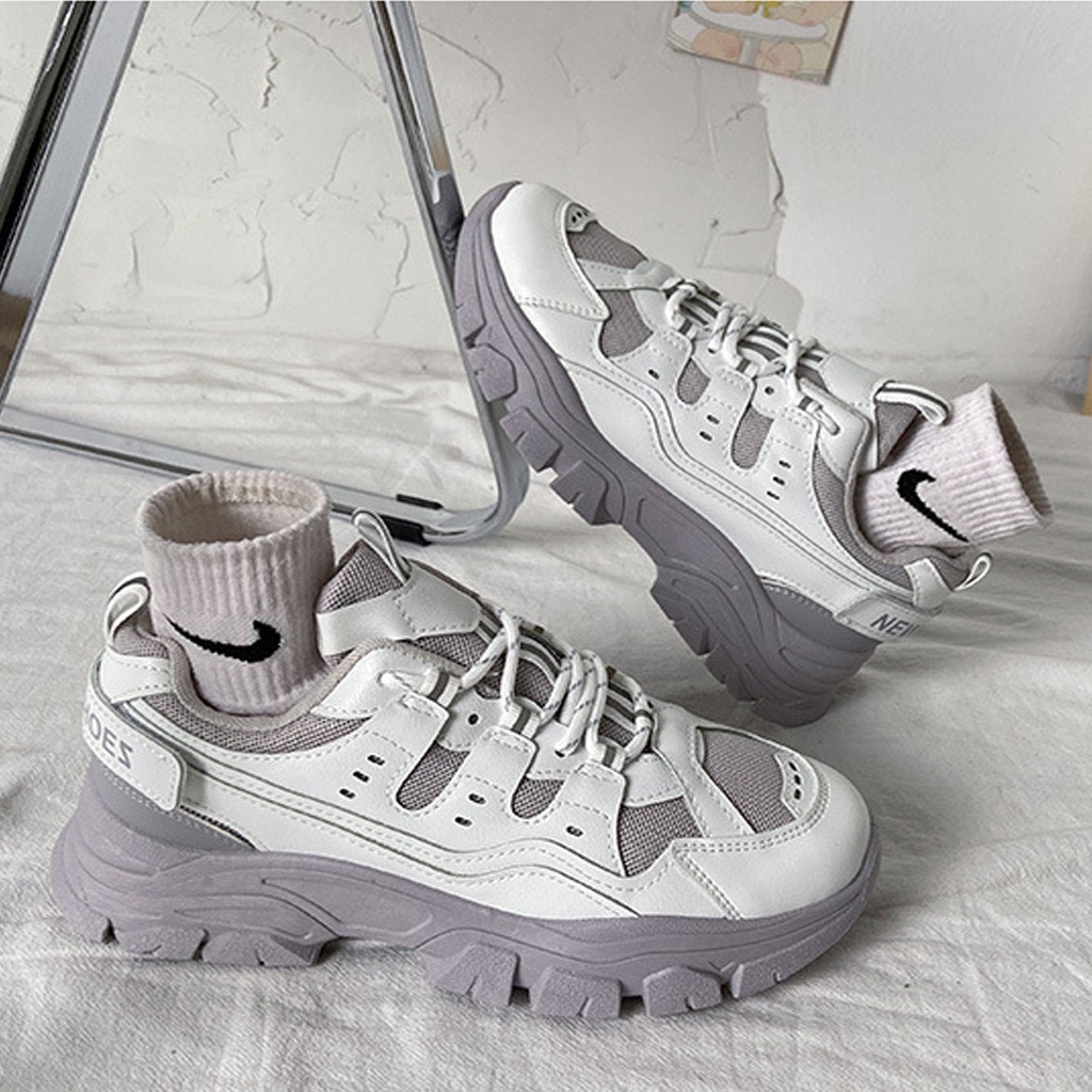 Giày Sneaker Nữ BUXINO19 Giày Thể Thao Nữ Độn Đế Thời Trang Cột Dây Thời Trang Chạy Bộ Đi Học Đi Chơi Size Từ 36 - 39