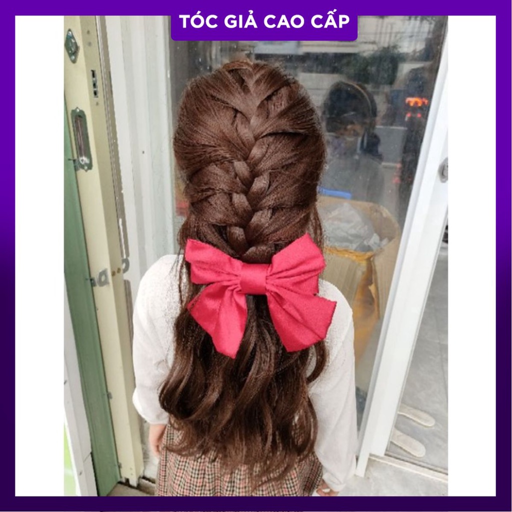 tóc giả phối cài nữa đầu thắt bính kiểu mới