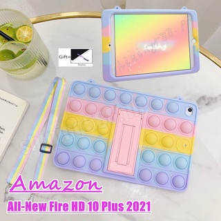 Ốp máy tính bảng silicon chống sốc kiểu hoạt hình với đồ chơi nhấn bong bóng cho Kindle Fire HD 10 2021/HD 10 Plus