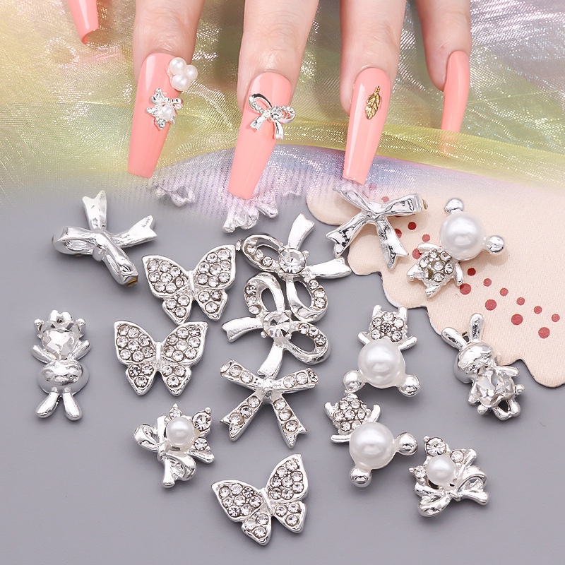 Phụ Kiện Trang Trí Móng Tay Hình Bướm Bằng Hợp Kim Đính Đá Xinh Xắn Thời Trang Mới