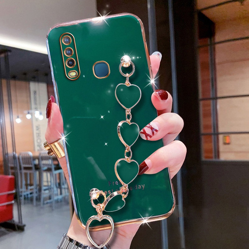Ốp lưng VIVO Y11 U10 Y12 Y15 Y17 case Vỏ điện thoại mạ điện sang trọng với vòng đeo tay kim cương