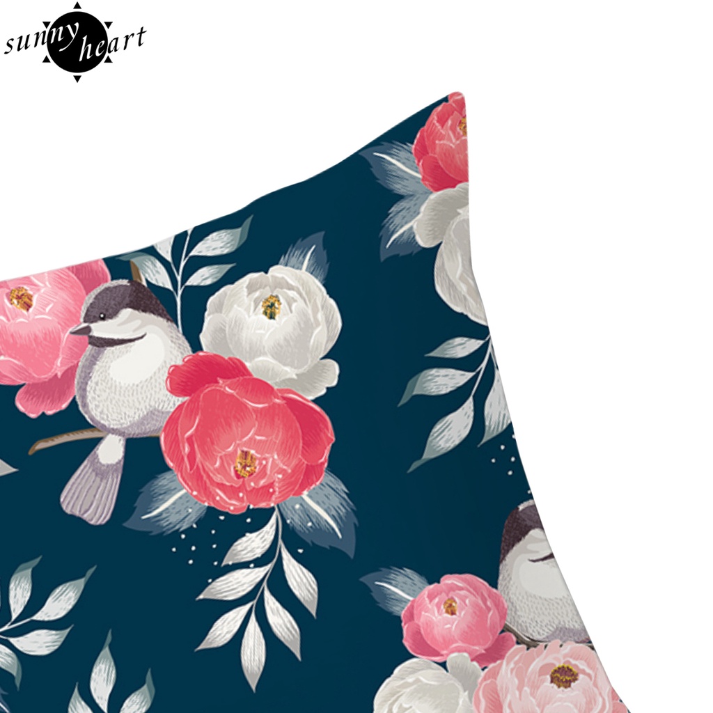 Vỏ gối polyester họa tiết hoa/chim chống phai màu