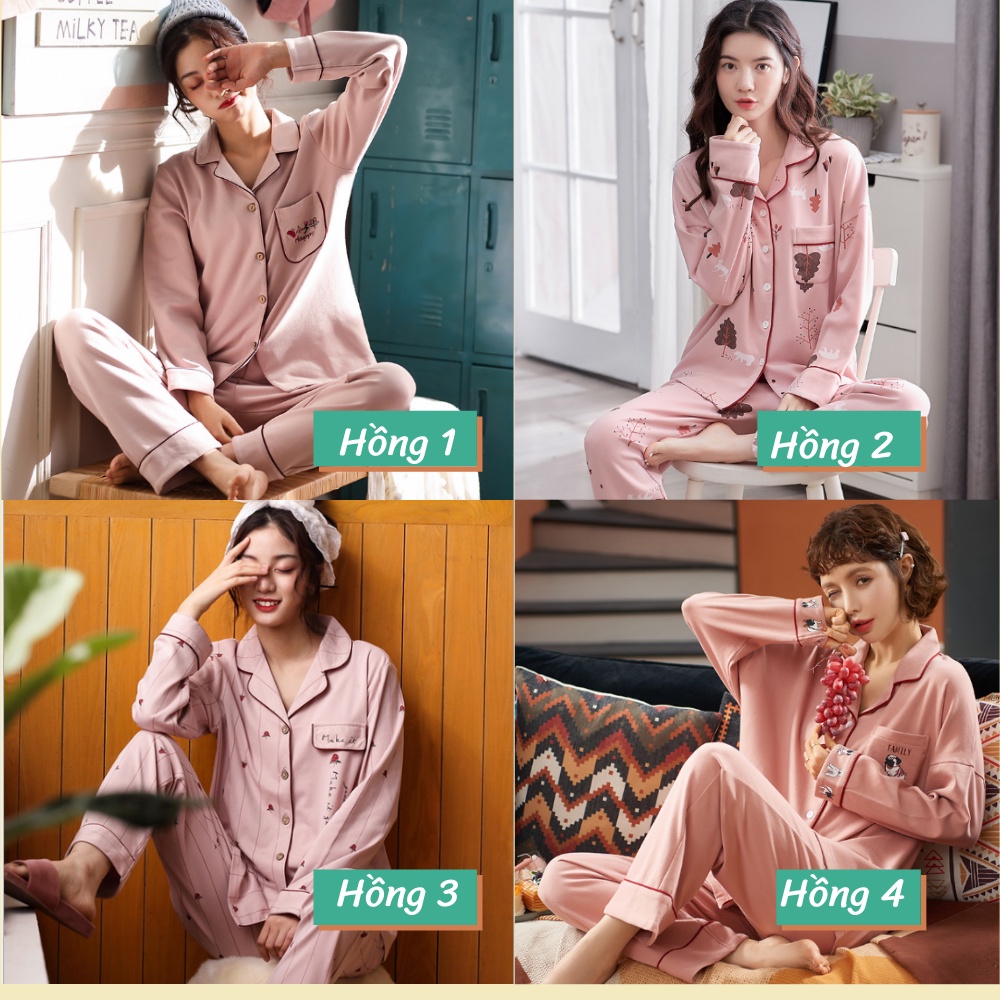 [20+ MẪU] Bộ Pijama Nữ Cotton 100% Dài Tay Đẹp (Ảnh +Video Thật)