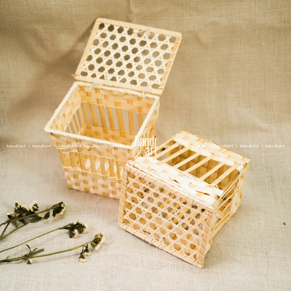 [Giỏ đựng quà] Giỏ tre đan - hộp quà tre đan ( 20x20x16cm)