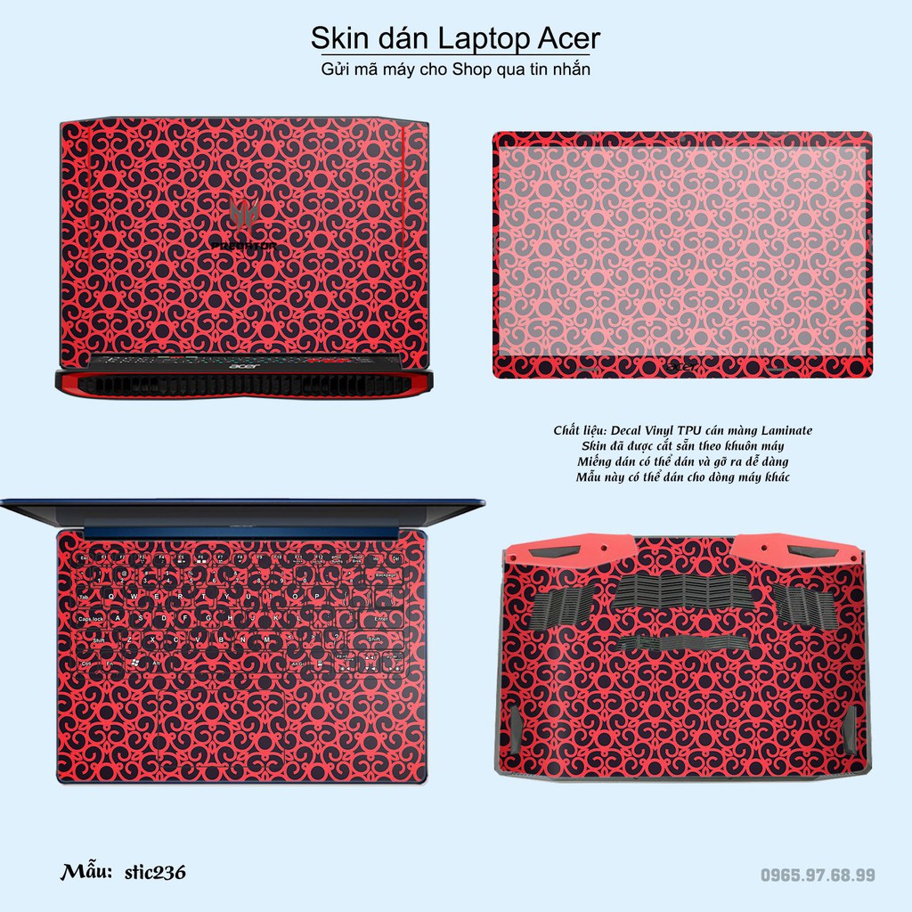 Skin dán Laptop Acer in hình Hoa văn sticker _nhiều mẫu 38 (inbox mã máy cho Shop)