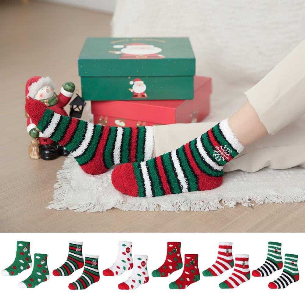LEILY Tất Cotton Hoạ Tiết Giáng Sinh / Năm Mới Giữ Ấm
