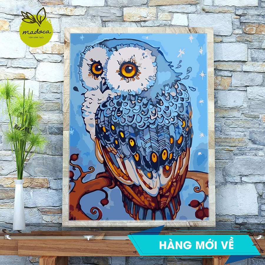 Giảm Giá Tranh Tô Màu Theo Số - Tranh Sơn Dầu Số Hóa Cú Mèo Xanh T943 -  Beecost