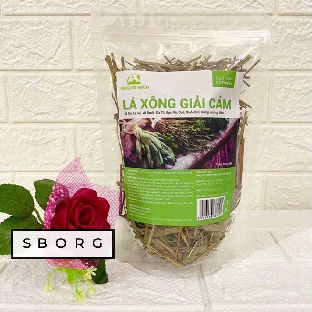 Túi xông giải cảm SBORG lá khô thảo dược xả độc tố hiệu quả, tăng sức đề kháng, khử sạch mùi hôi cho cơ thể túi 60g