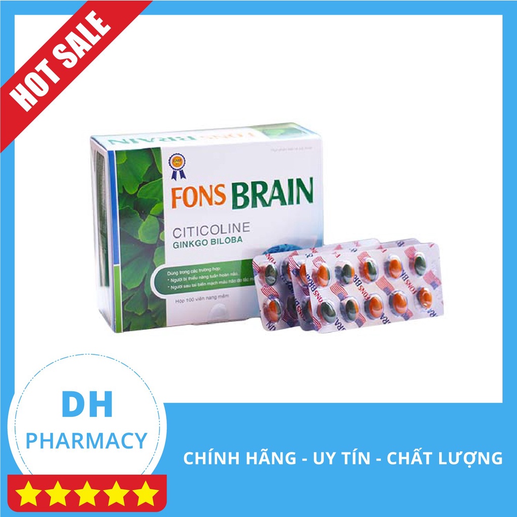 Viên uống bổ não Fons Brain hộp 100 viên giúp tăng cường tuần hoàn máu não Hàng Chính Hãng Công Ty