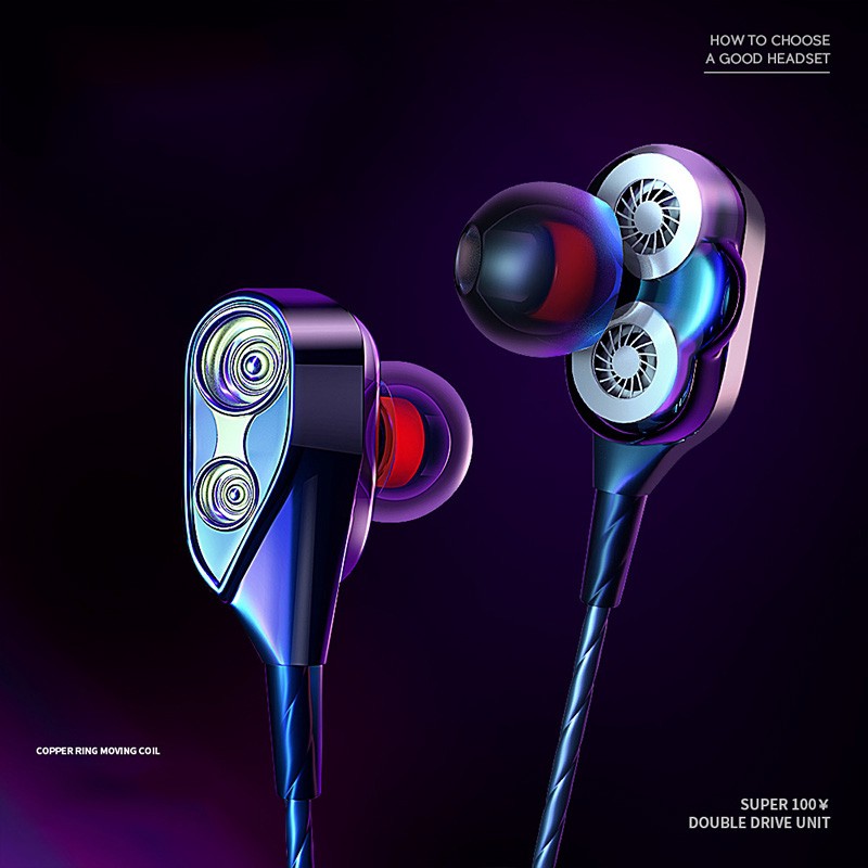 Tai nghe nhét tai với 2 driver âm thanh nổi 4D 3.5mm