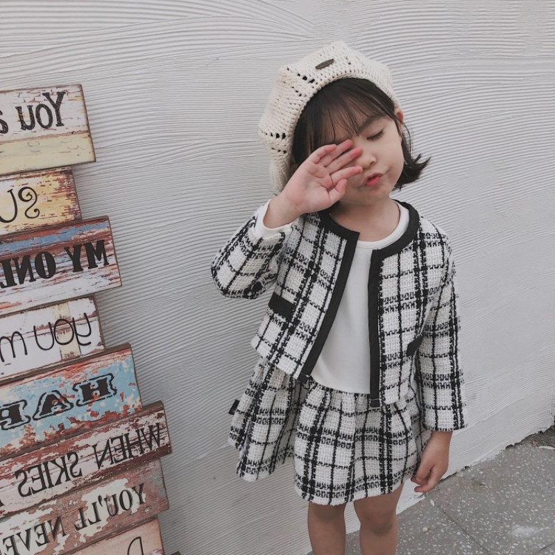 Set Áo Khoác Phối Chân Váy Thời Trang Thu Đông Cho Bé Gái