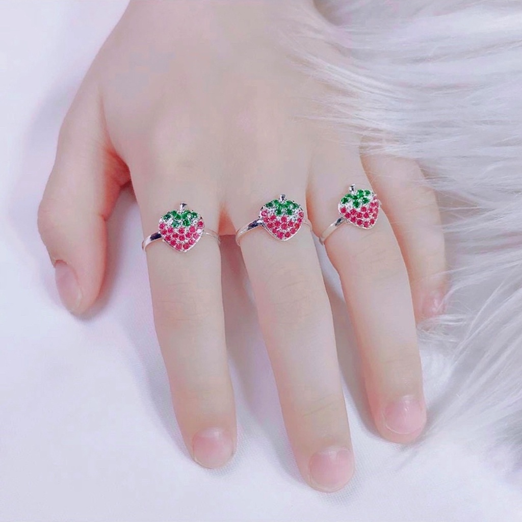 Nhẫn bạc trẻ em PANSY hình dâu tây dễ thương - Nhẫn bạc đẹp cho bé gái