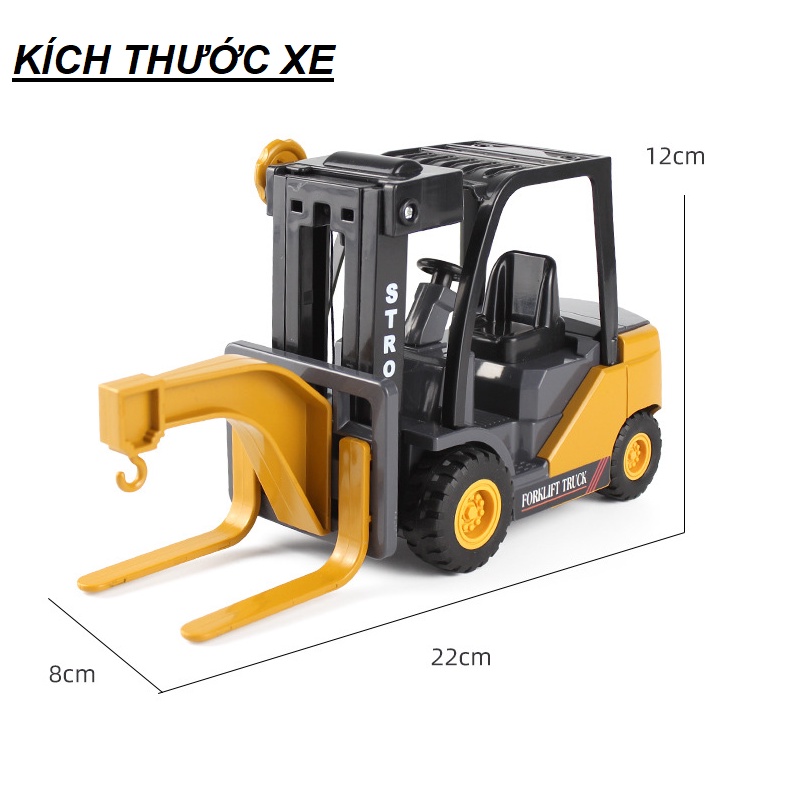 Xe nâng đồ chơi trẻ em bằng nhựa chạy đẩy trớn bằng bánh đà có giá nâng lên được