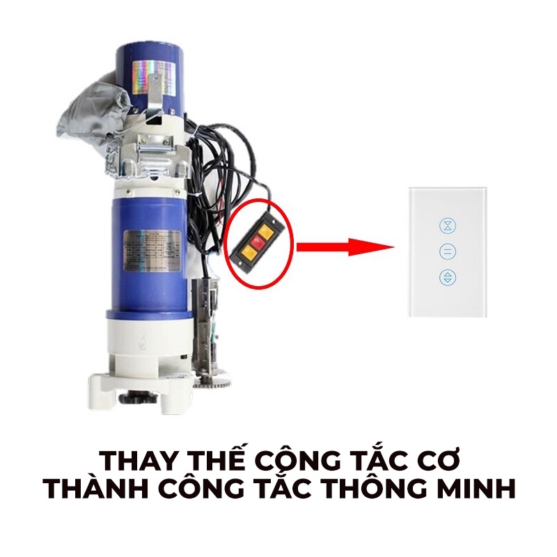 Công tắc cửa cuốn Tuya Wifi/ Zigbee Akia - Điều khiền từ xa, Hẹn giờ bật tắt, Kết nối app Smart Life, Viền nhôm mặt kính