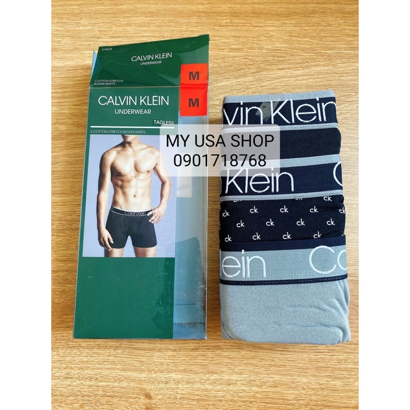 Quần lót nam CK từ Mỹ❤️ Quần lót Calvin Klein Cotton Stretch Boxer Briefs của Mỹ - hộp xanh lá mẫu mới