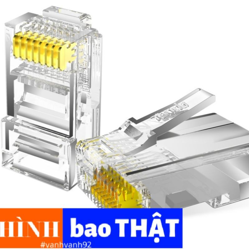 HỘP 100 HẠT BẤM ĐẦU DÂY CÁP MẠNG RJ45 TENDA TD1013C nhựa chính hãng in nổi hiệu,ít lỗi, chắc chắn bền không gãy