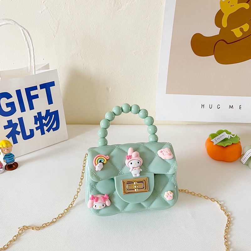 Túi Ngọc đeo chéo cho bé gái có dán sticker hoạt hình ngộ nghĩnh