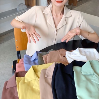 Áo sơ mi nữ cổ vest form rộng kiểu dáng vintage Hàn Quốc freesize dưới 60kg