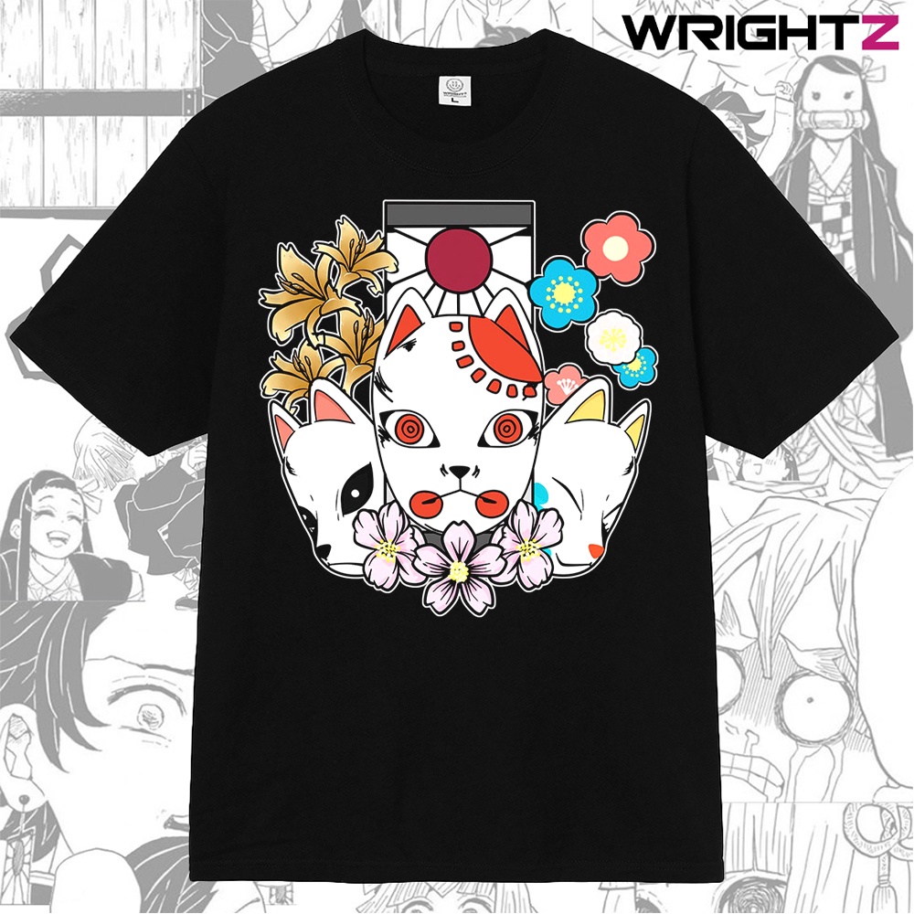 Áo thun Anime Manga Demon Slayer Kitsune team Thanh Gươm Diệt Quỷ phong cách đường phố Nhật Bản chất cotton dày tay lỡ