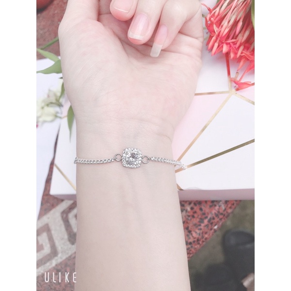 Lắc tay bạc nữ mặt hình tròn, vuông đính đá sang trọng, chuẩn lắc tay bạc S925