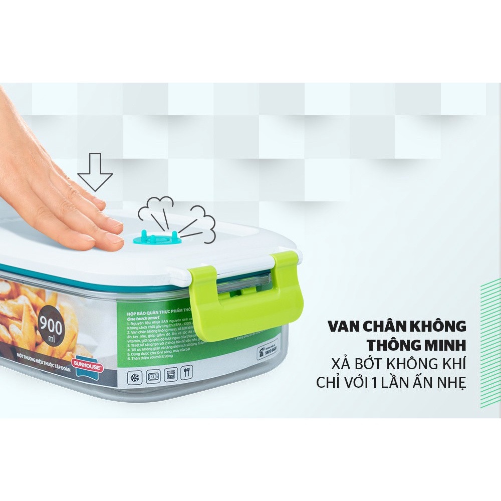 [HÀNG CHÍNH HÃNG] - Hộp Bảo Quản Thực Phẩm Biozone KB-SM900S2 900ml, Hộp Đựng Thức Ăn Trong Tủ Lạnh 2 Ngăn
