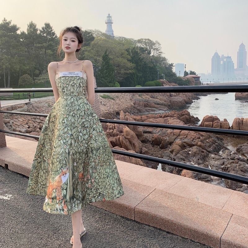 ĐẦM HAI DÂY IN HÌNH CON CÁO