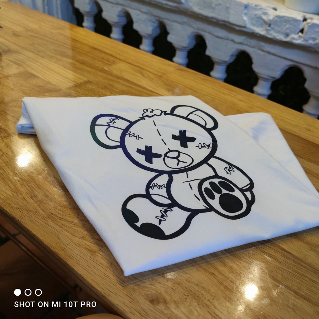 Áo thun GẤU cute XX phản quang 7 màu unisex ( Đen, Trắng)