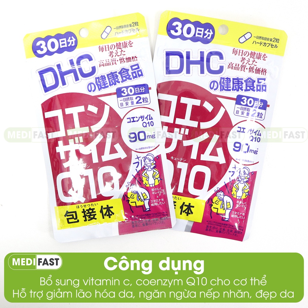 Viên uống chống lão hóa da DHC Coenzyme Q10 - Tăng độ đàn hồi, săn chắc cho da có thêm vitamin C - Chính hãng DHC