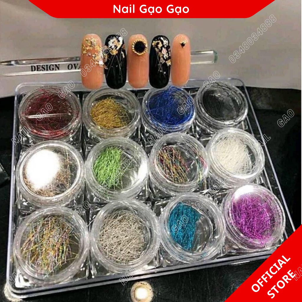 Sét nhũ sợi kim tuyến 12 màu chuyên dụng làm nail
