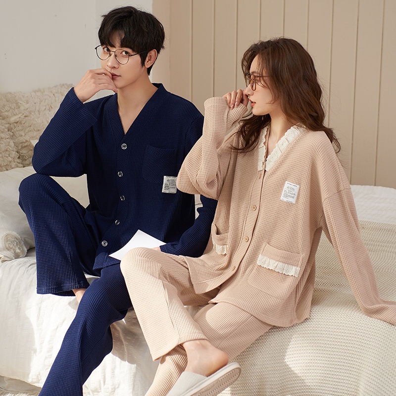 Bộ Đồ Ngủ Cotton Tay Dài Thời Trang Xuân Thu Dành Cho Cặp Đôi